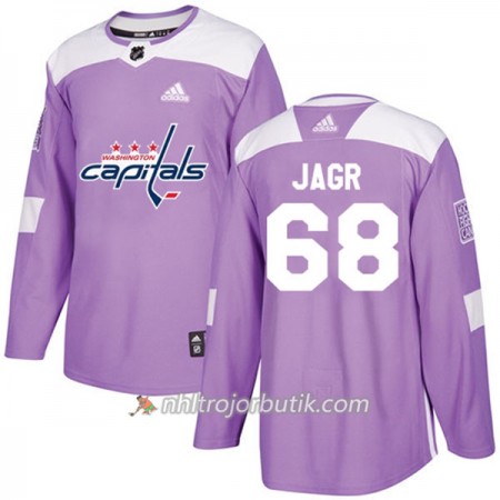 Män Ishockey Washington Capitals Tröja Jaromir Jagr 68 Adidas 2017-2018 Lila Fights Cancer Practice Authentic